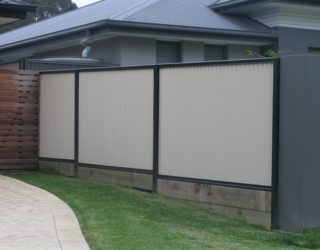 Colourbond fence, slatted fence and retaining wall